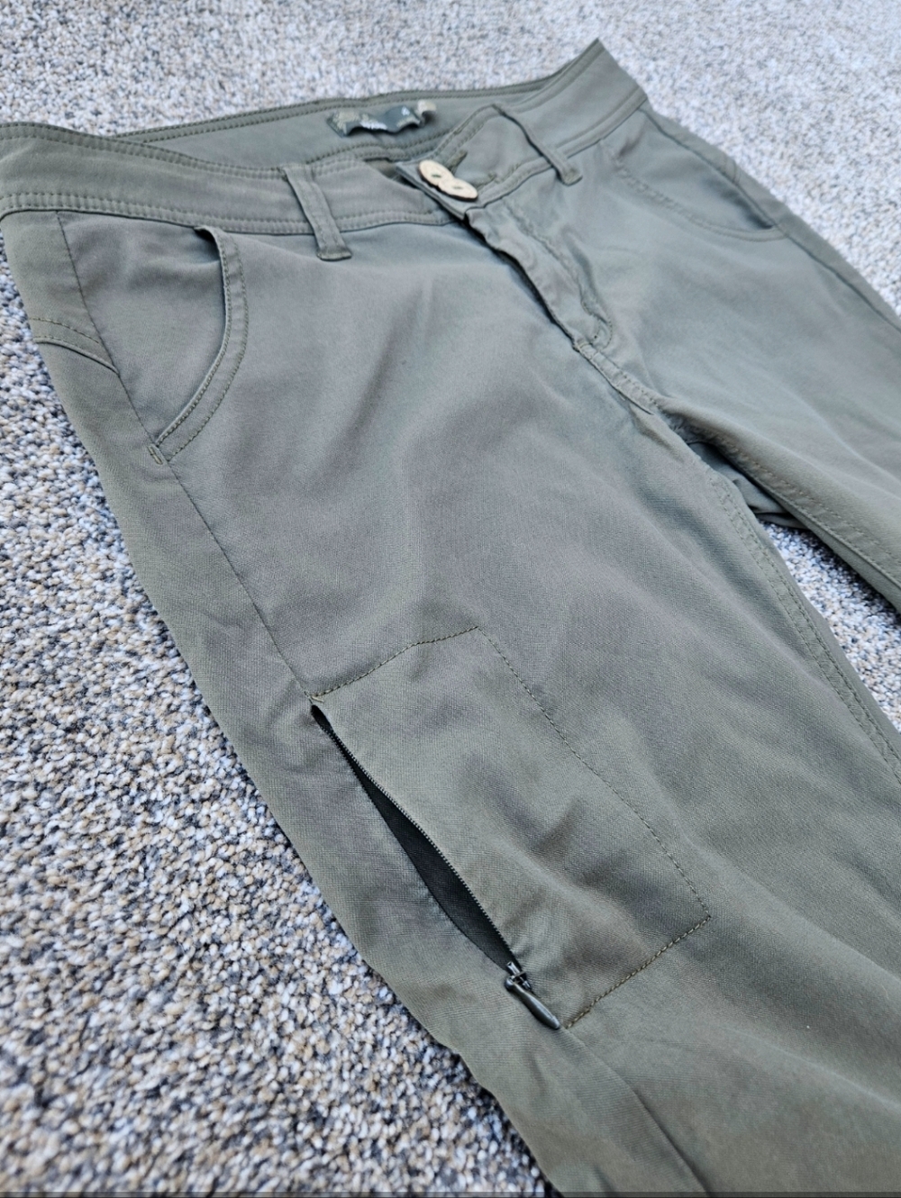 Prana Halle Pant Olive Green Hiking Convertible Pants Outdoor Womens Size 4 Tall - Picture 10 of 16